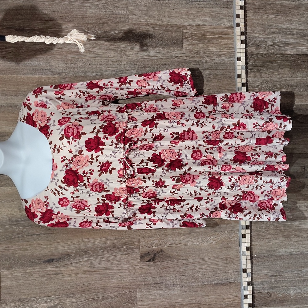 Torrid Floral Print Dress with Red and Pink Roses